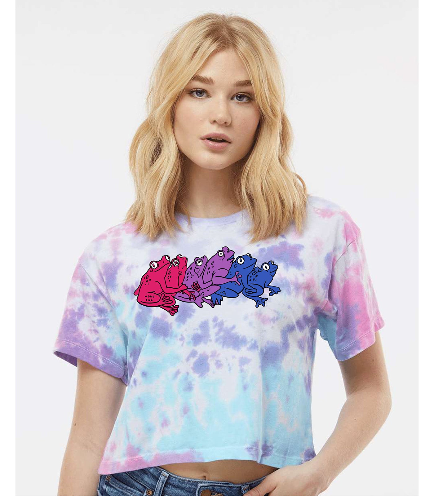 Bisexual Frogs Tie Dye Crop Top T-Shirt