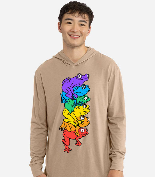 Gay Frog Pile Long Sleeve Hooded T-Shirt