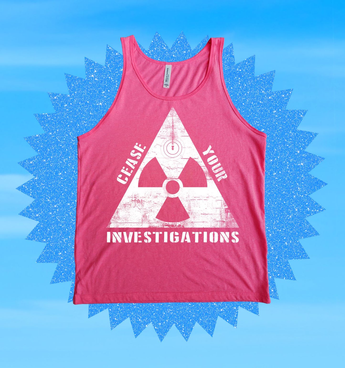 Atomic Cease Pink Tank Top White Ink