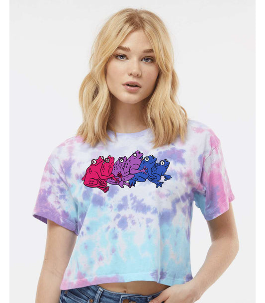 *Pre-Order* Bisexual Frogs Tie Dye Crop Top T-Shirt