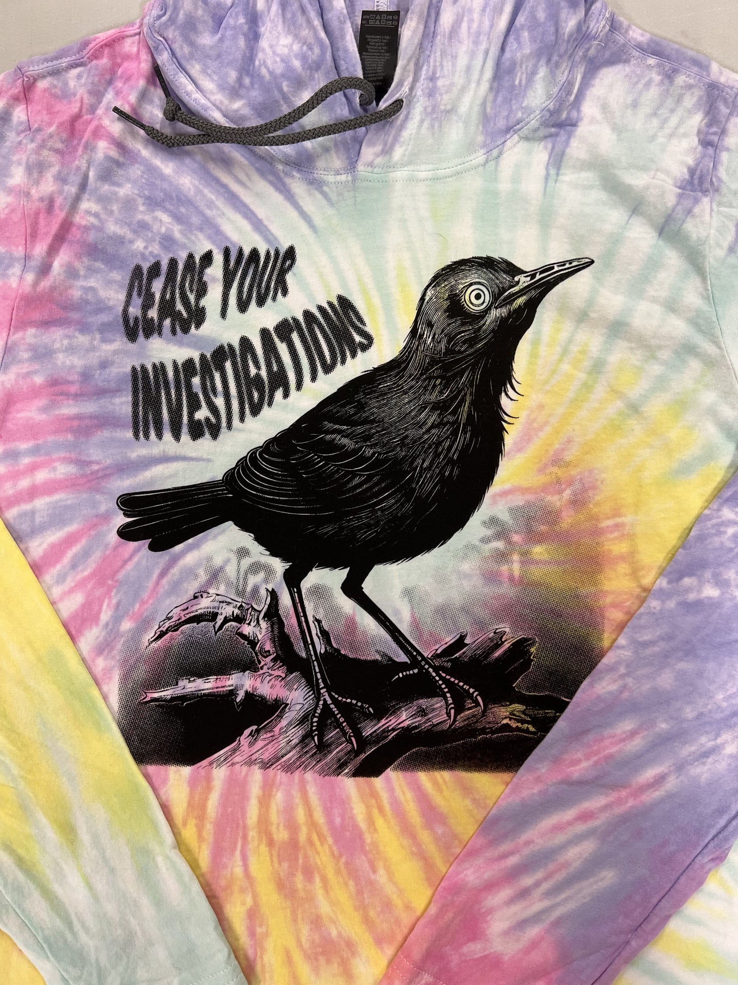 Cease Your Bird Long Sleeve Tie Dye Hooded  T-Shirt