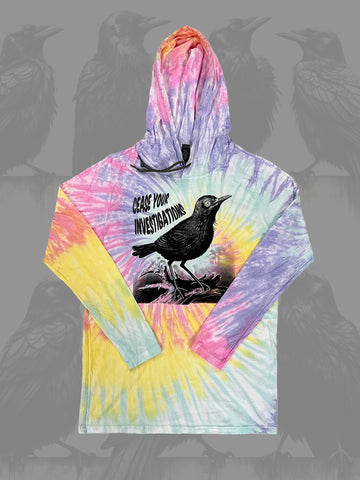 Cease Your Bird Long Sleeve Tie Dye Hooded  T-Shirt