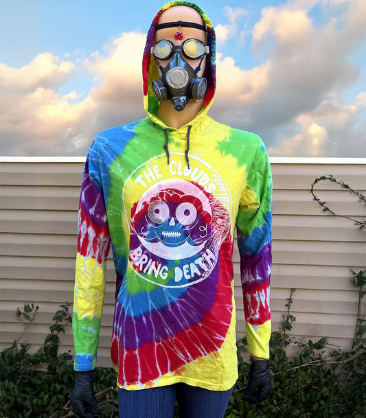 The cLouds Bring Death Tie Dye Hooded Long Sleeve T-Shirt
