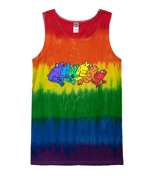 *Pre-Order* Rainbow Gay Frog Tie Dye Tank Top