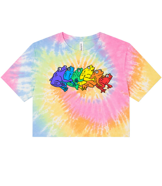 *Pre-Order* Rainbow Frog Women’s Tie Dye Crop Top T-Shirt
