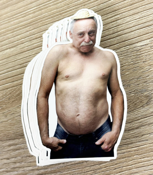 Shirtless Old Man in a Tiny Hat Sticker