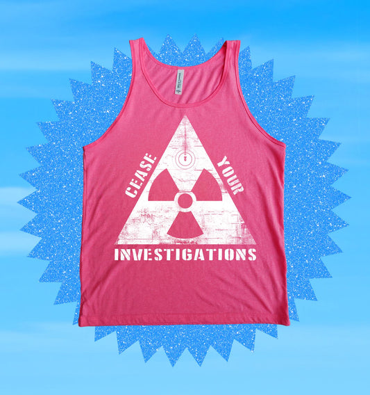 Atomic Cease Pink Tank Top White Ink