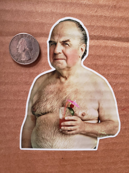 Shirtless Old Man - LARGE VINYL STICKER