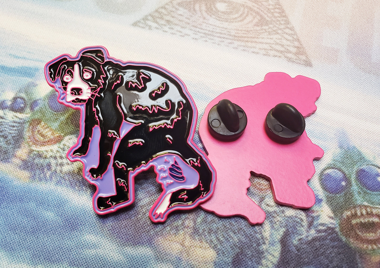 Narfi Dog Making a Poop Enamel Pin