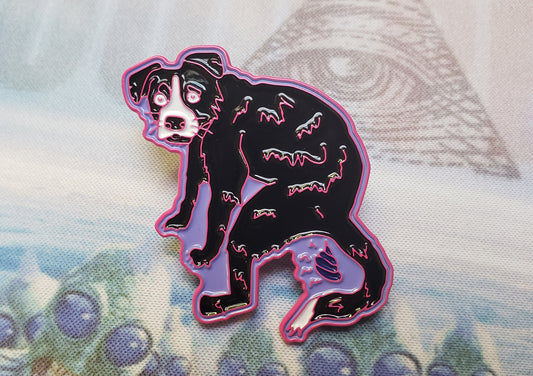 Narfi Dog Making a Poop Enamel Pin